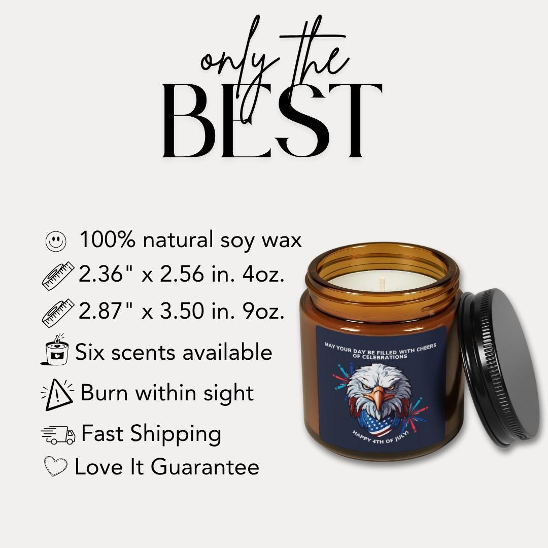 Scented Soy Candle with Patriotic Eagle Design Happy 4th of July Gift Relaxation Candle Home Decor Aromatherapy Home Decor USA Pride Candle