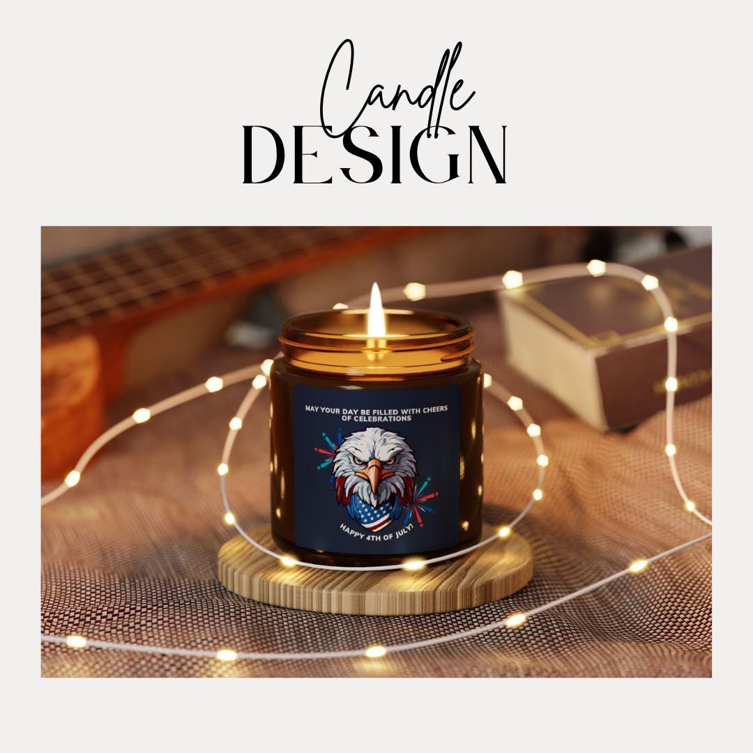 Scented Soy Candle with Patriotic Eagle Design Happy 4th of July Gift Relaxation Candle Home Decor Aromatherapy Home Decor USA Pride Candle