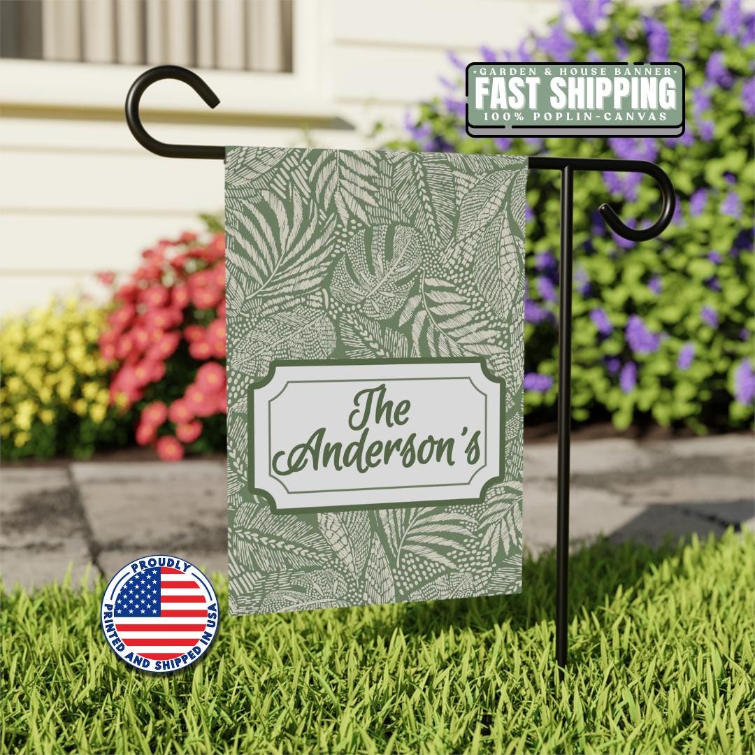 Personalized Garden Banner Custom House Flag Botanical Decor Outdoor Welcome Sign Gift for Garden Lovers Housewarming Gift Family Banner