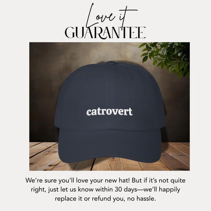 Classic Dad Cap Embroidered Catrovert Design Cap for Introverts Kitty Fans Everyday Hat for Cat Moms & Dads Great Gift for Cat Lover Owners