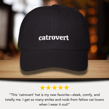 Classic Dad Cap Embroidered Catrovert Design Cap for Introverts Kitty Fans Everyday Hat for Cat Moms & Dads Great Gift for Cat Lover Owners