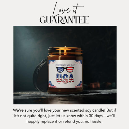 Patriotic Scented Soy Candle Independence Day Decor USA Candle Gift Home Fragrance Amber Jar Candle Aromatherapy 4th of July Decor Gift Idea