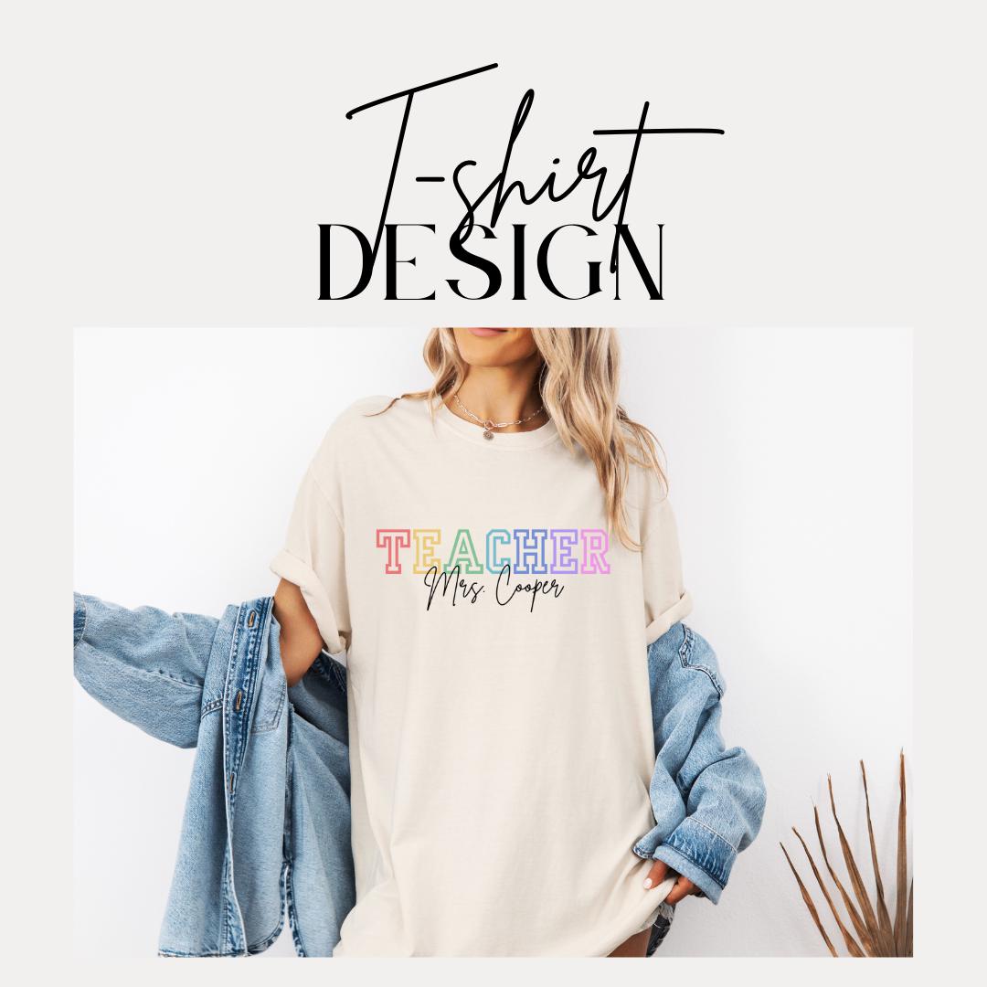 Personalized Rainbow Teacher T-Shirt Comfort Colors Custom Teacher Shirt Gift for Teacher Back to School Shirt Teacher Appreciation Week Tee