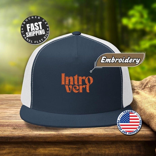 Introvert Embroidered 5 Panel Trucker Hat Introvert Trucker Cap Gift for Him or Her Cool Minimalist Hat Gift Introvert Unisex Cap Gift Idea
