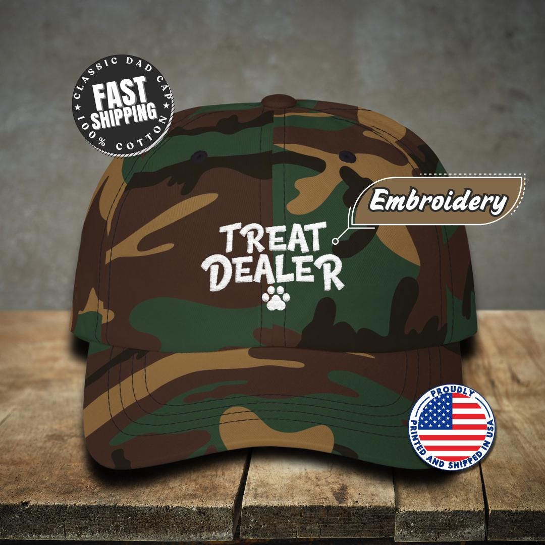 Classic Dad Cap Embroidered Treat Dealer Design Pet Lover Cap Gift for Introverted Dog & Cat Parents Unisex Headwear Gift for Pet Lovers