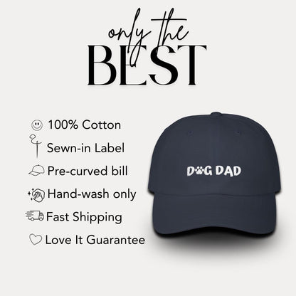 Classic Dad Cap Embroidered Dog Dad Design Hat for Dog Lovers & Pet Parents Trendy Dog Dad Apparel Hat Gift for Proud Dog Lover Owners