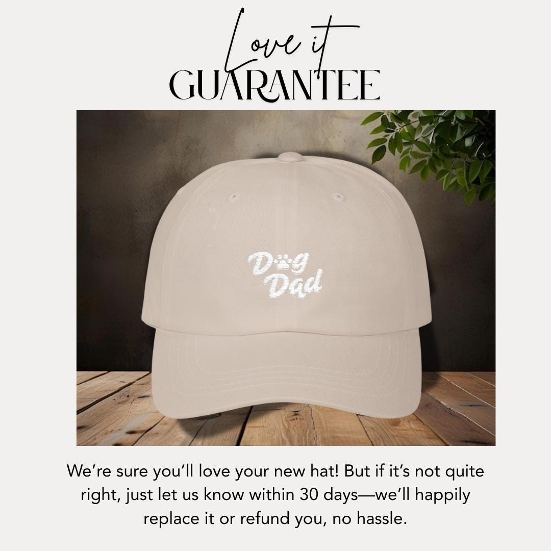 Classic Dad Cap Embroidered Dog Dad Design Hat for Dog Lovers & Pet Parents Trendy Dog Dad Apparel Hat Gift for Proud Dog Lover Owners