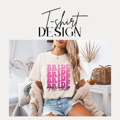 Personalized Bride Comfort Colors T-Shirt Cute Custom Bride Shirt Unisex Wedding Shirt Bridal Party Gift Bachelorette Party Tee Bride-to-Be