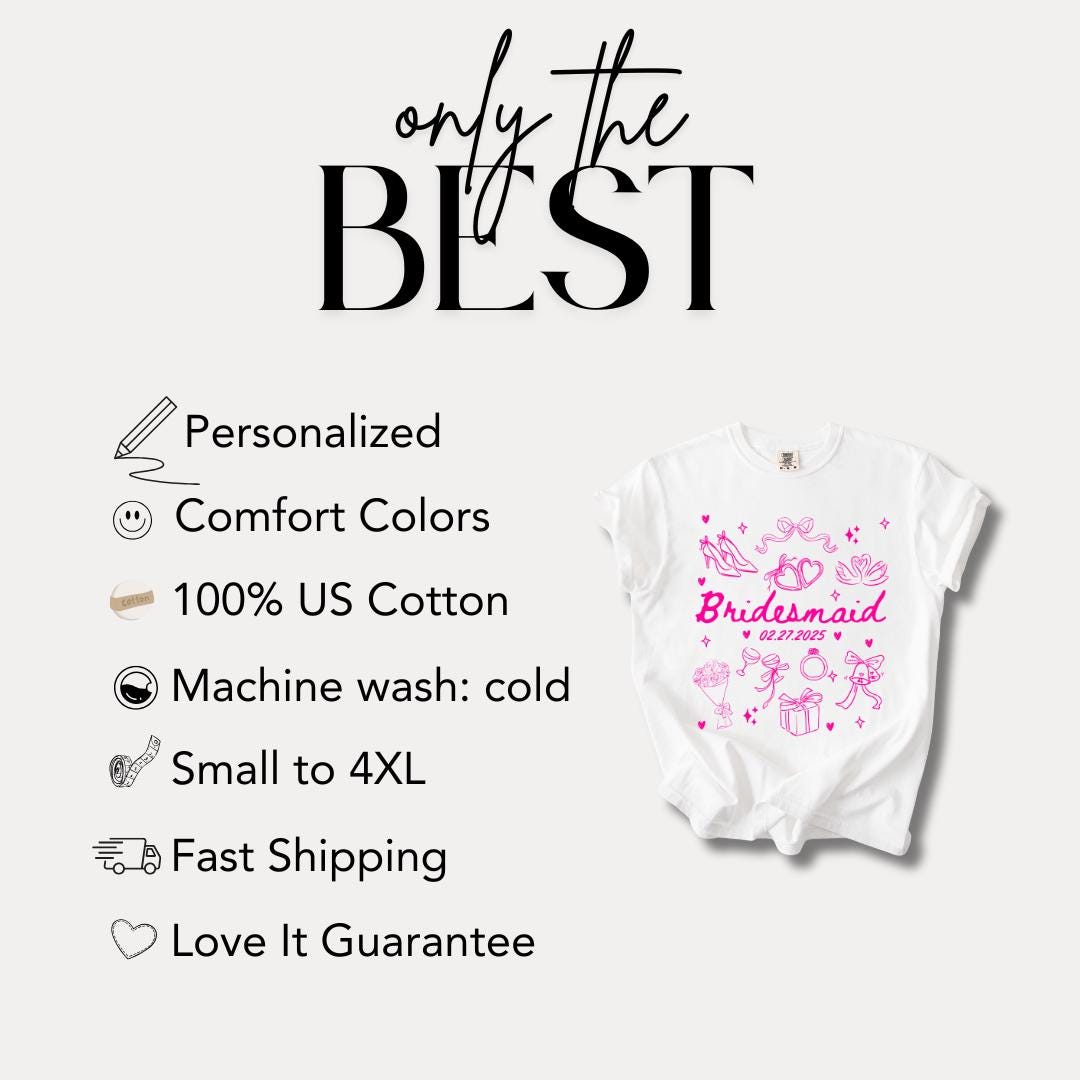 Personalized Bridesmaid Comfort Colors T-Shirt Cute Bridal Party Tee Wedding Gift Engagement Shirt Bachelorette Party Gift for Bridesmaids