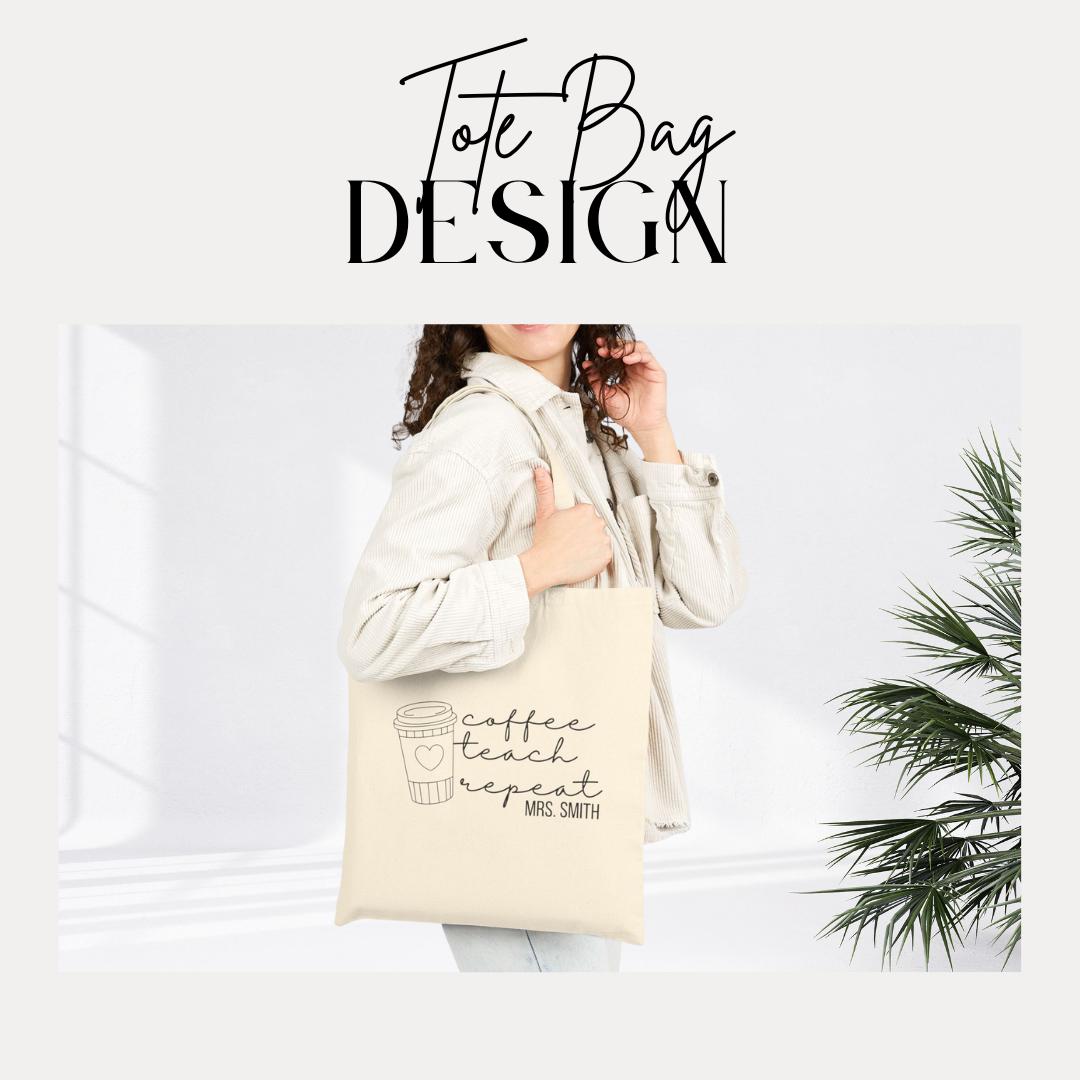Personalized Teacher Tote Bag Custom Cotton Canvas Bag Teacher Appreciation Gift Idea Coffee Lover Teacher Gift Back to School Tote Bag