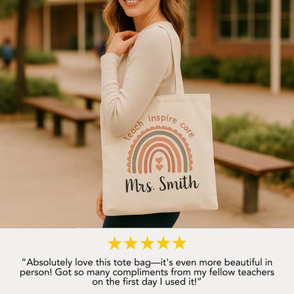 Personalized Teacher Tote Bag Custom Cotton Canvas Tote Bag Teacher Appreciation Gift End of Year Teacher Tote Gift for Teacher Gift Idea
