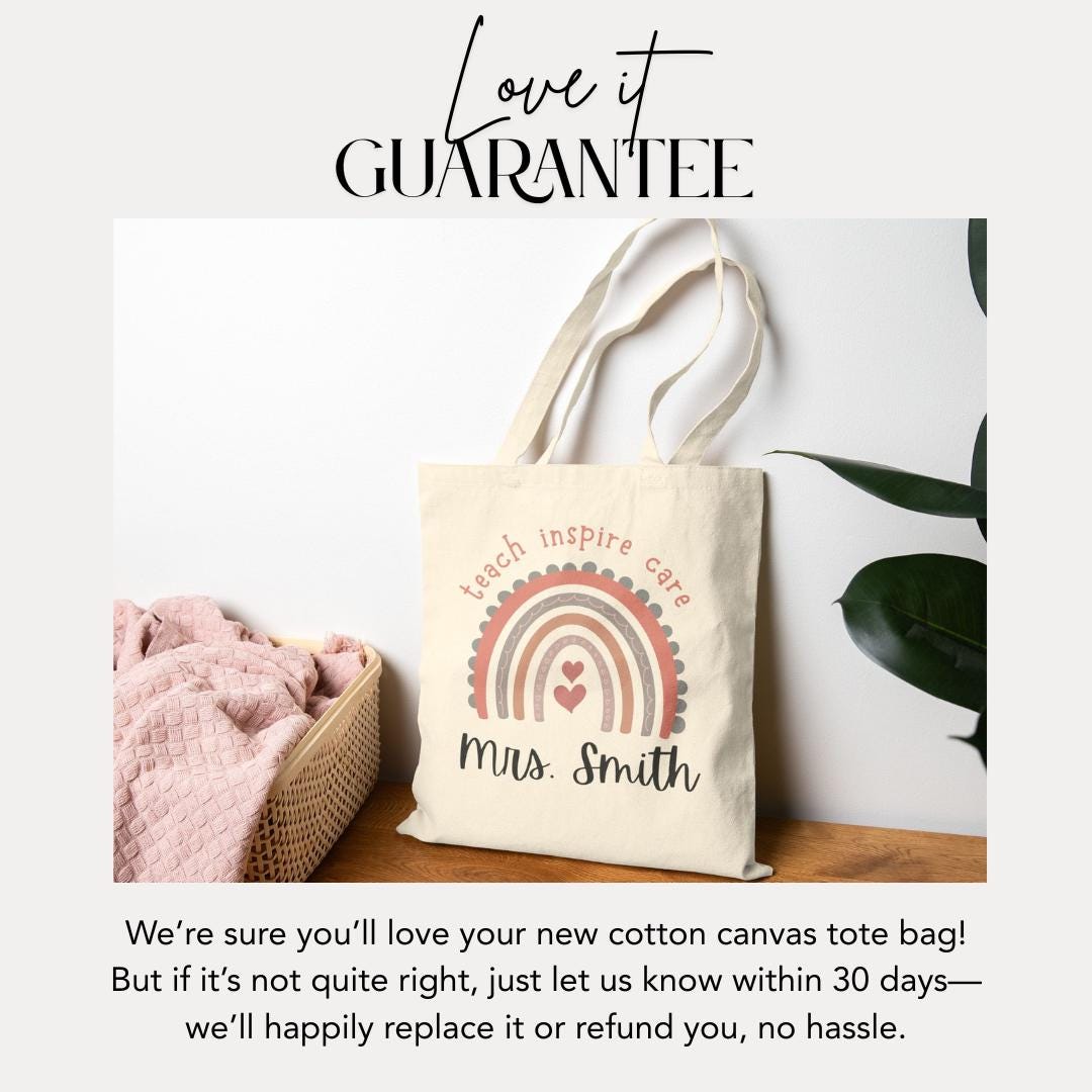Personalized Teacher Tote Bag Custom Cotton Canvas Tote Bag Teacher Appreciation Gift End of Year Teacher Tote Gift for Teacher Gift Idea