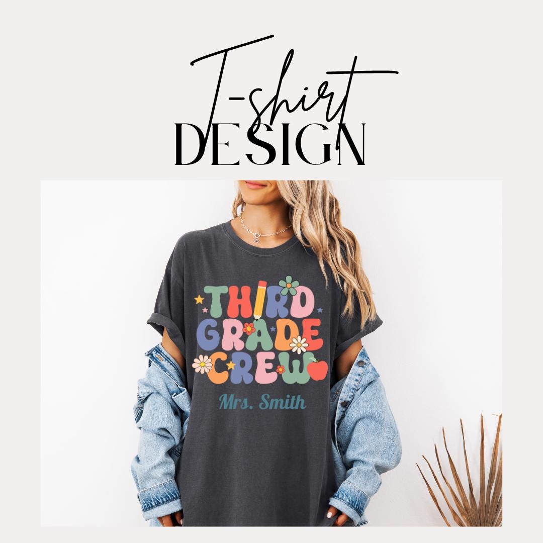 Personalized Third Grade Crew T-Shirt Unisex Gift for Teachers Back to School Gifts Fun Classroom Outfit Idea Teacher Tee Appreciation Week