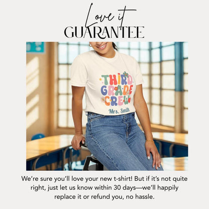 Personalized Third Grade Crew T-Shirt Unisex Gift for Teachers Back to School Gifts Fun Classroom Outfit Idea Teacher Tee Appreciation Week