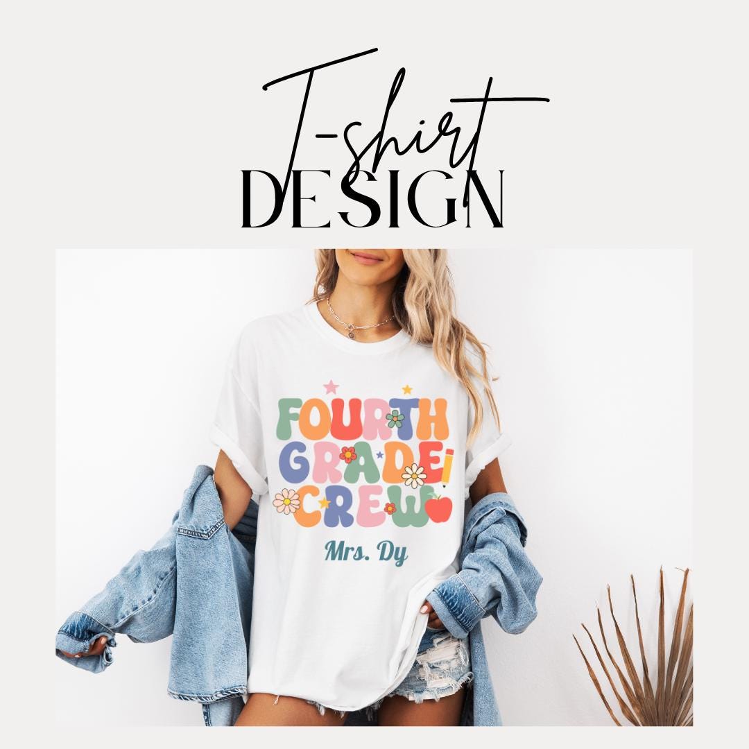 Personalized Fourth Grade Crew T-Shirt Unisex Gift for Teachers Back to School Gifts Fun Classroom Outfit Idea Teacher Tee Appreciation Week