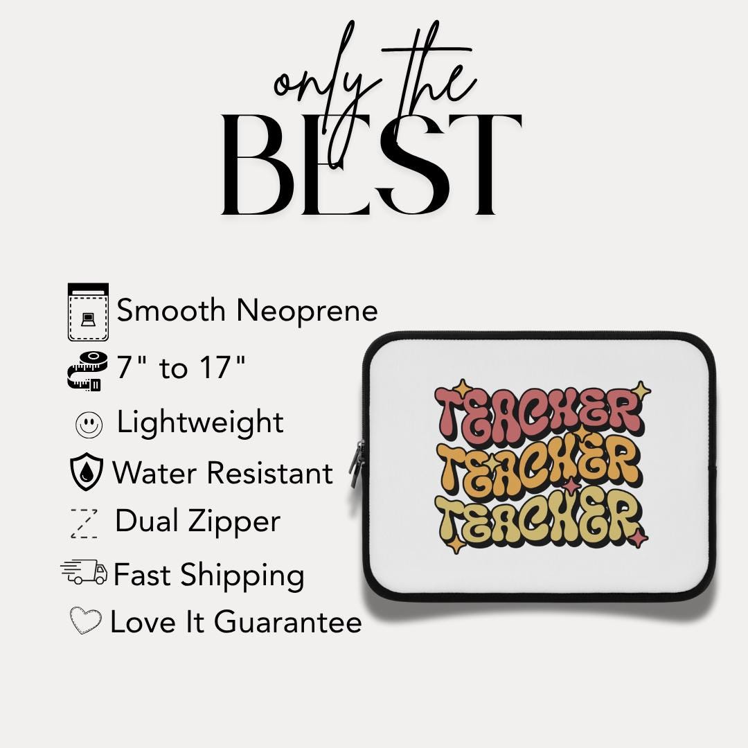 Retro Teacher Laptop Sleeve Gift for Educators School Supplies Teacher Appreciation Gift Cute Laptop Case for Educators Teacher Gift Idea