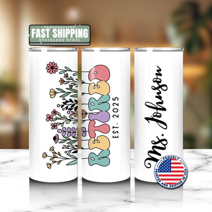 Personalized Retirement Tumbler 2025 20oz Skinny Tumbler with Straw Cute Gift for Retired Teacher, Nurse, Mom, Coworker Travel Cup for Women