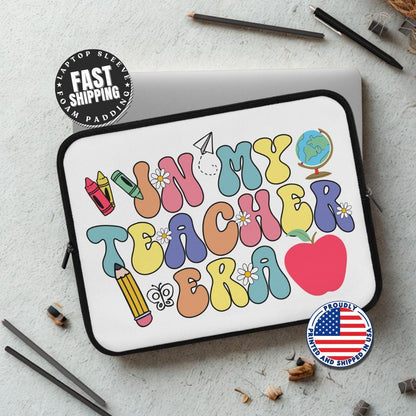 In My Teacher Era Laptop Sleeve Gift for Educators Back to School Accessory Cute Teacher Gear Gift for Teachers Retro School Supplies Design