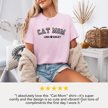 Personalized Cat Mom T-shirt Comfort Colors Custom Cat Mom Gift Idea Cat Lover Gift Tee Cat Mom Shirt Cute Cat Parent Owner Gift Pet Lovers
