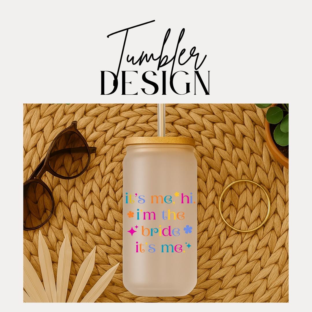 Colorful Taylor-Inspired Bride Cup Frosted Glass with Bamboo Lid & Straw Cup 16oz Bride to Be Tumbler Cute Aesthetic Bride Gift Coffee Cup