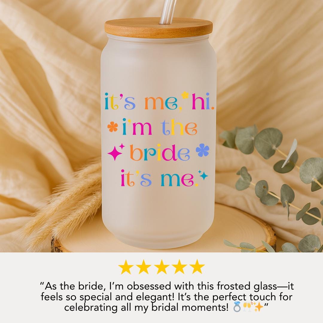 Colorful Taylor-Inspired Bride Cup Frosted Glass with Bamboo Lid & Straw Cup 16oz Bride to Be Tumbler Cute Aesthetic Bride Gift Coffee Cup