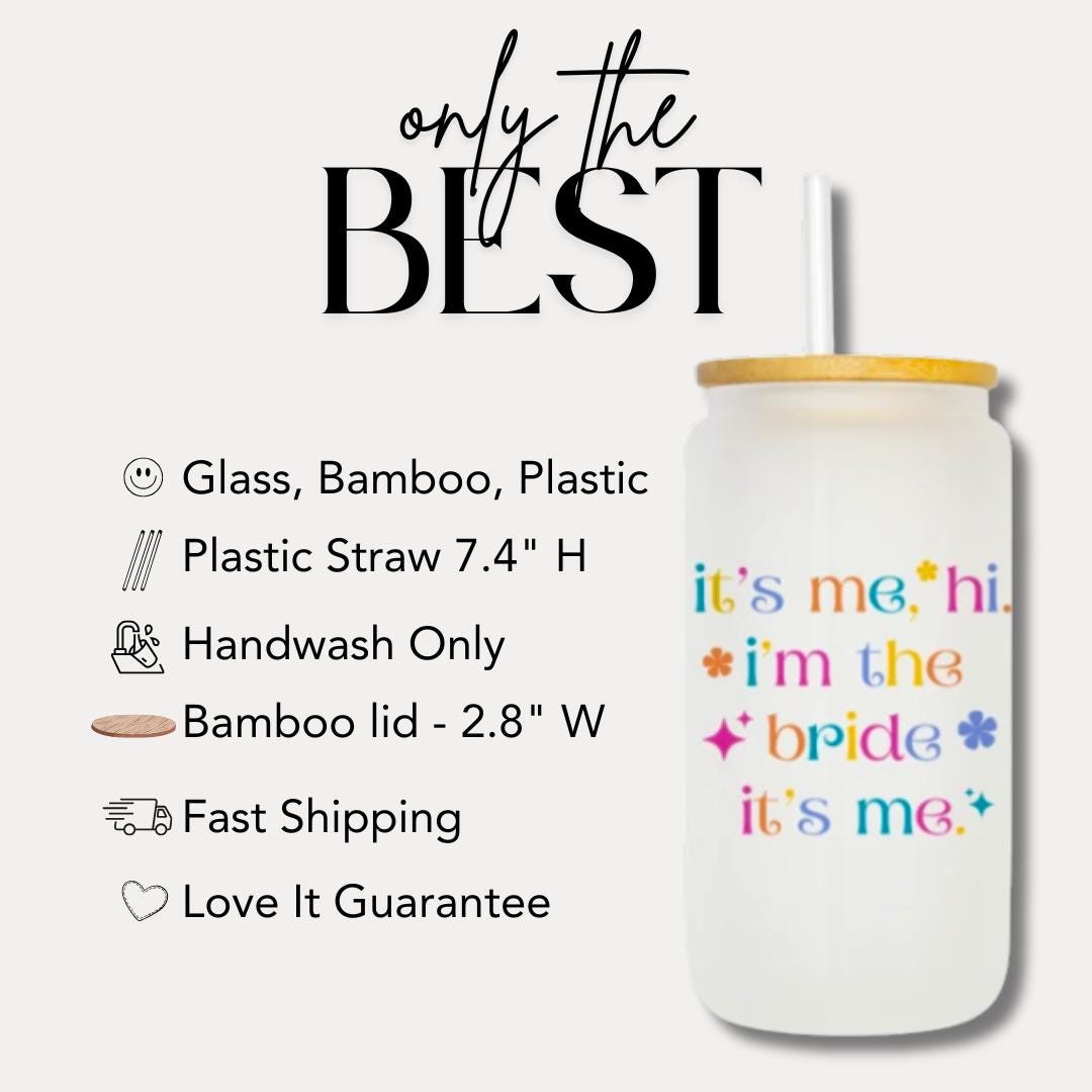 Colorful Taylor-Inspired Bride Cup Frosted Glass with Bamboo Lid & Straw Cup 16oz Bride to Be Tumbler Cute Aesthetic Bride Gift Coffee Cup