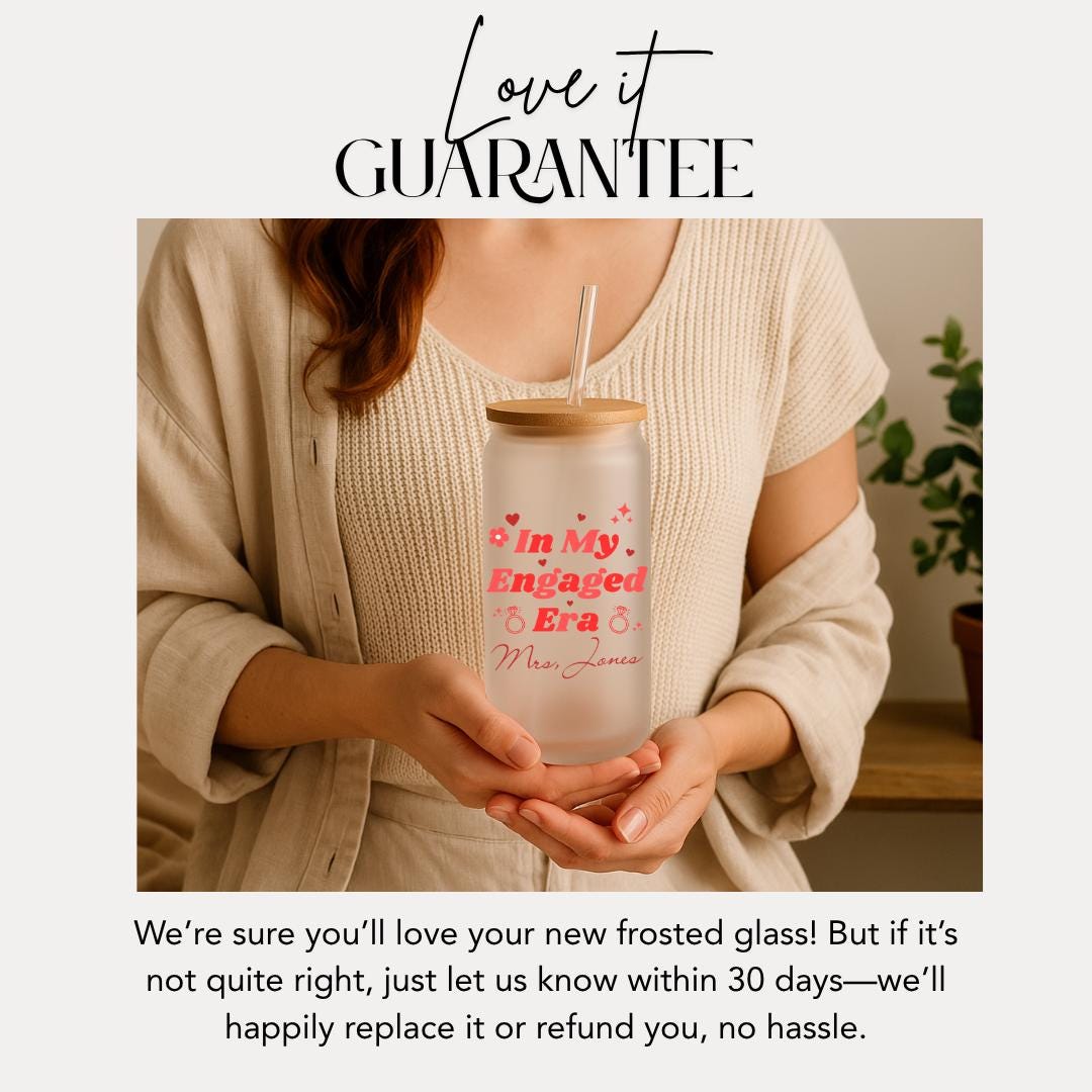 In My Engaged Era Personalized Frosted Glass Tumbler with Bamboo Lid & Straw Cup 16oz Custom Bride Cup with Name Bachelorette Party Glass