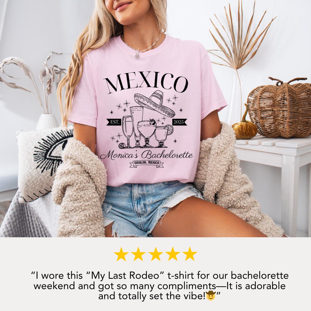Personalized My Last Fiesta Custom Bachelorette T-Shirt Comfort Colors Bride Squad Tee Western Fiesta Bride Shirt  Bride Squad Matching