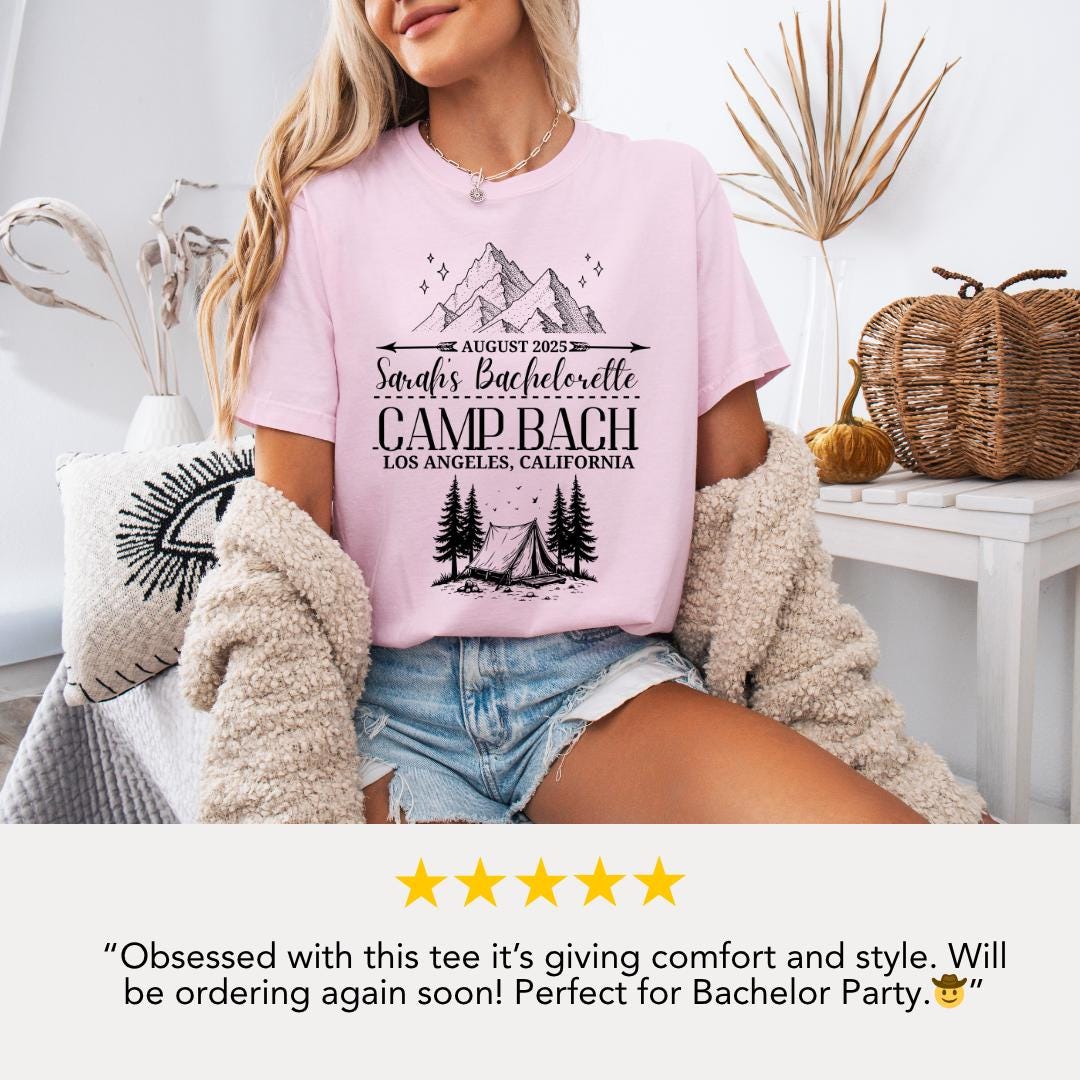 Personalized Bachelorette Camping T-shirt Comfort Colors Custom Bulk Camp Bach Bachelorette Shirt Bridal Party T-Shirt Bride Tribe Gift Idea