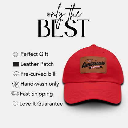 Personalized American Dad Hat with Leather Patch Patriotic Gift for Him, Husband, Boyfriend American Hat Patriotic Dad Cap Veteran Gift Idea