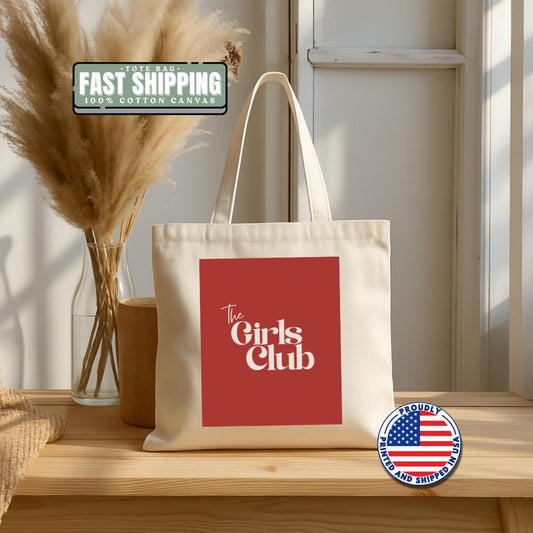 The Girls Club Cotton Canvas Tote Bag for Besties, Bridesmaids, Girl Gang Fun Feminist Gift Idea for Her Bridesmaid Gifts Idea BFF Gift Bag