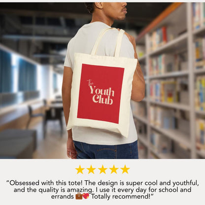 The Youth Club Cotton Canvas Tote Bag for Books, School, Shopping, Everyday Use Gift for Best Friends or Classmates Trendy Teen Gift Idea