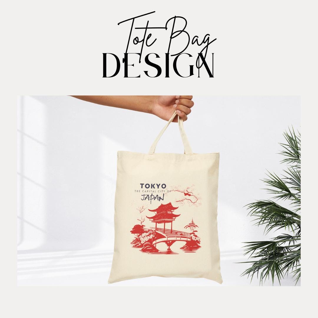 Tokyo Japan Scene Cotton Canvas Tote Bag Cherry Blossom Tote Bag Japan Tote for Travel Lovers Cultural Souvenir Gift from Tokyo Gift for Her