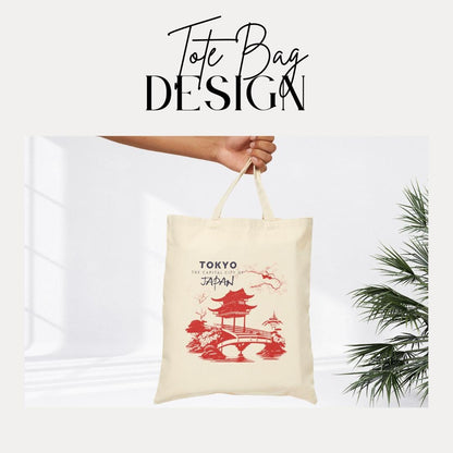 Tokyo Japan Scene Cotton Canvas Tote Bag Cherry Blossom Tote Bag Japan Tote for Travel Lovers Cultural Souvenir Gift from Tokyo Gift for Her