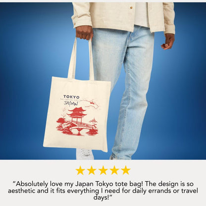 Tokyo Japan Scene Cotton Canvas Tote Bag Cherry Blossom Tote Bag Japan Tote for Travel Lovers Cultural Souvenir Gift from Tokyo Gift for Her