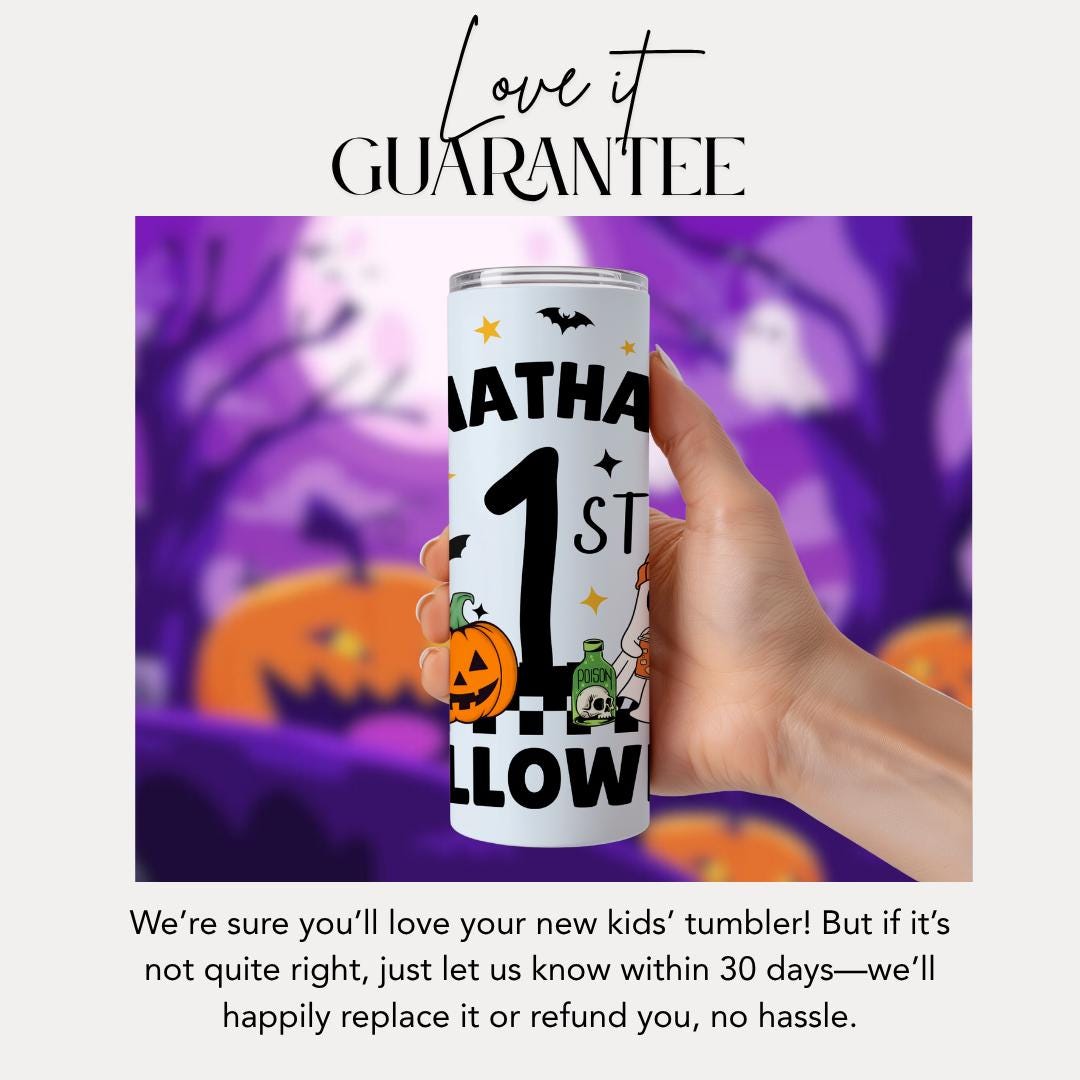 Personalized 1st Halloween Kids Tumbler 20 oz Skinny Tumbler Custom Kids Halloween Cup with Straw Halloween Tumbler Ghost & Pumpkin Design