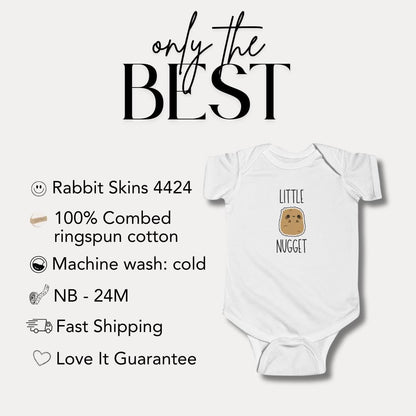 Funny Infant Fine Jersey Bodysuit with 'Little Nugget' Design Infant Gift Cute Baby Shower Outfit Newborn Clothes Baby Birthday Celebration