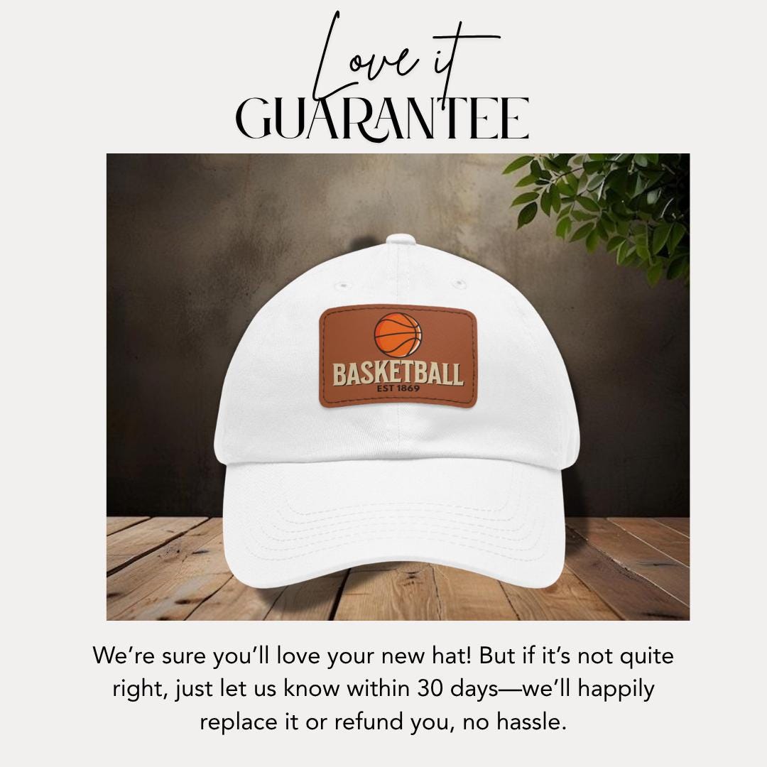 Personalized Basketball Dad Hat with Leather Patch Sport Cap Gift for Him Father's Day Basketball Fan Apparel Athletic Dad Cap Coach Gift