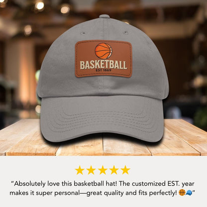 Personalized Basketball Dad Hat with Leather Patch Sport Cap Gift for Him Father's Day Basketball Fan Apparel Athletic Dad Cap Coach Gift
