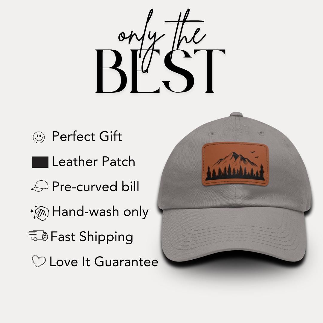 Mountain Adventure Leather Patch Dad Hat Outdoor Dad Cap Gift for Dad Hiking Hat Unisex Cap for Hiking, Camping, & Outdoor Travel Gift