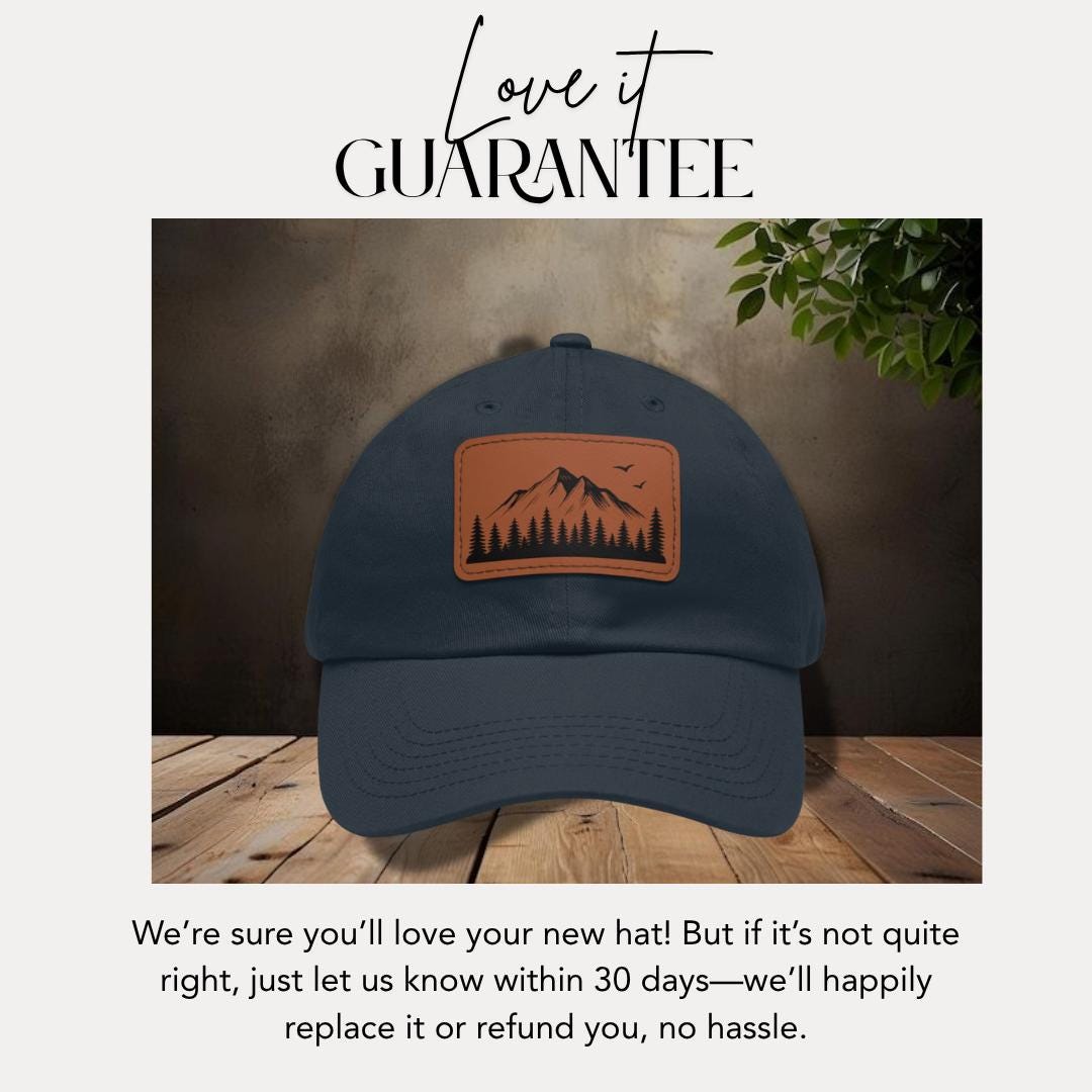 Mountain Adventure Leather Patch Dad Hat Outdoor Dad Cap Gift for Dad Hiking Hat Unisex Cap for Hiking, Camping, & Outdoor Travel Gift