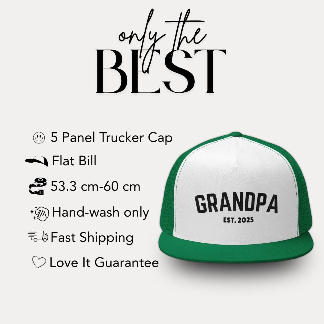 Personalized Grandpa Embroidered 5 Panel Trucker Hat Custom Trucker Cap Retro Dad Hat Gift Idea Grandpa Vibes Gift for Dad, Grandpa, Husband