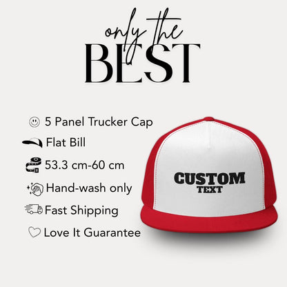 Personalized Embroidered 5 Panel Trucker Hat Custom Trucker Cap Gift for Him or Her Adjustable Unisex Cap Custom Text Hat Trendy Custom Cap