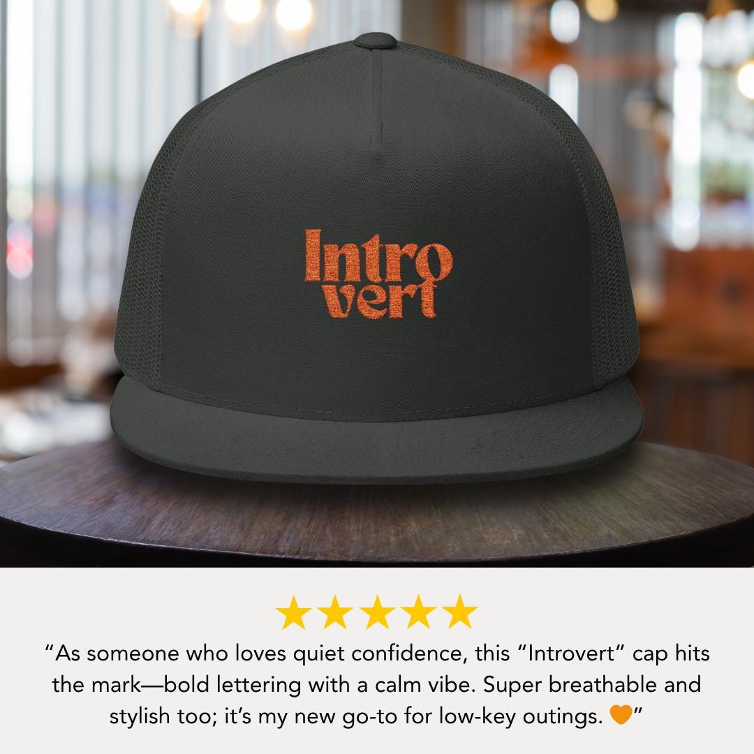 Introvert Embroidered 5 Panel Trucker Hat Introvert Trucker Cap Gift for Him or Her Cool Minimalist Hat Gift Introvert Unisex Cap Gift Idea
