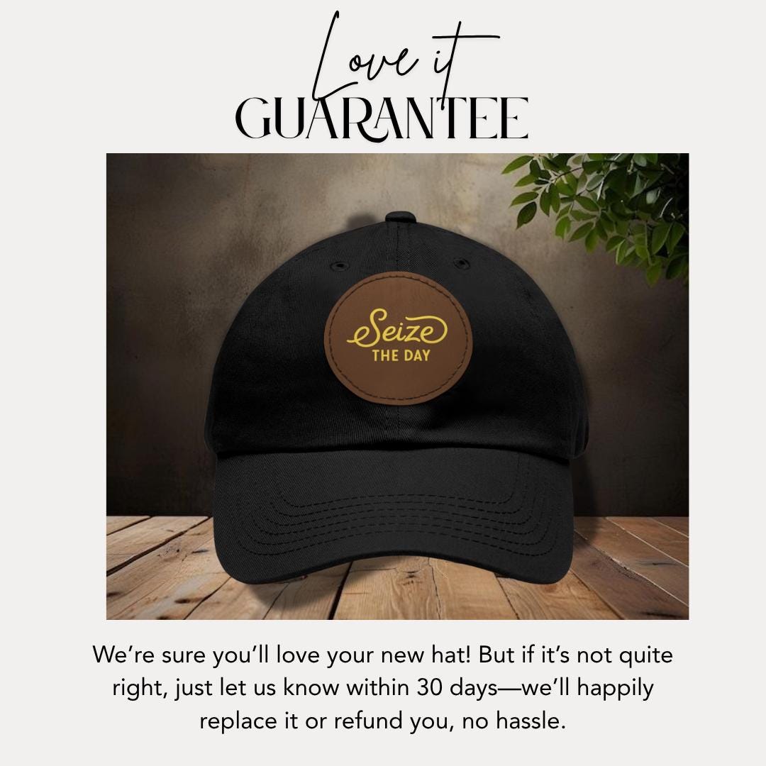 Seize the Day Dad Hat with Leather Patch Inspirational Cap for Dads Gift for Father's Day Outdoor Hat  Hat for Casual Wear Daily Wear Cap