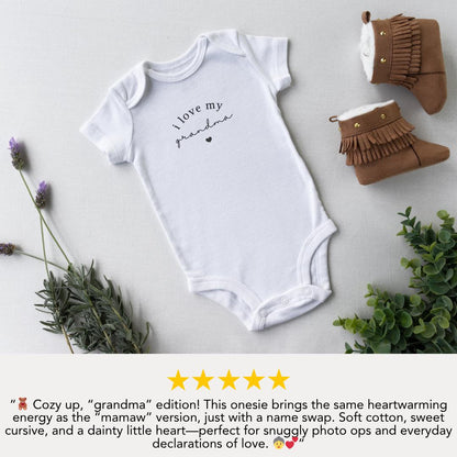I Love My Grandma Infant Fine Jersey Bodysuit Sweet Infant Onesie for Baby Girl or Boy Grandma Gift Idea Grandmother Present Grandbaby Gift