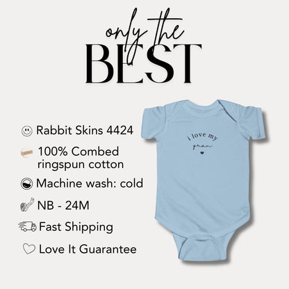 I Love My Gran Infant Fine Jersey Bodysuit Sweet Infant Onesie for Baby Girl or Boy Gran Gift Idea Grand Onesie Present for Grandbaby Gift