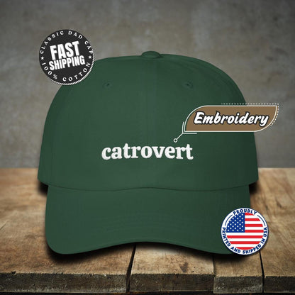 Classic Dad Cap Embroidered Catrovert Design Cap for Introverts Kitty Fans Everyday Hat for Cat Moms & Dads Great Gift for Cat Lover Owners