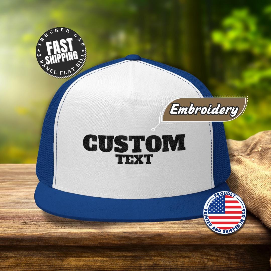 Personalized Embroidered 5 Panel Trucker Hat Custom Trucker Cap Gift for Him or Her Adjustable Unisex Cap Custom Text Hat Trendy Custom Cap