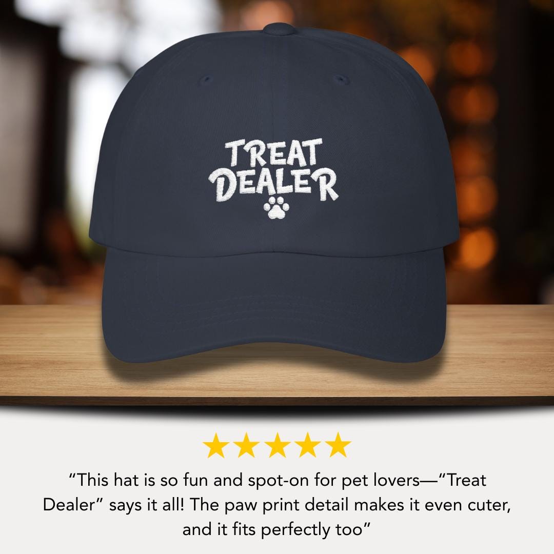 Classic Dad Cap Embroidered Treat Dealer Design Pet Lover Cap Gift for Introverted Dog & Cat Parents Unisex Headwear Gift for Pet Lovers